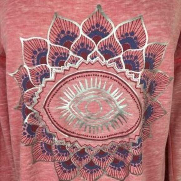 Lucky Lotus Pink Eye Graphic Sweatshirt  Top Small - Picture 2 of 7